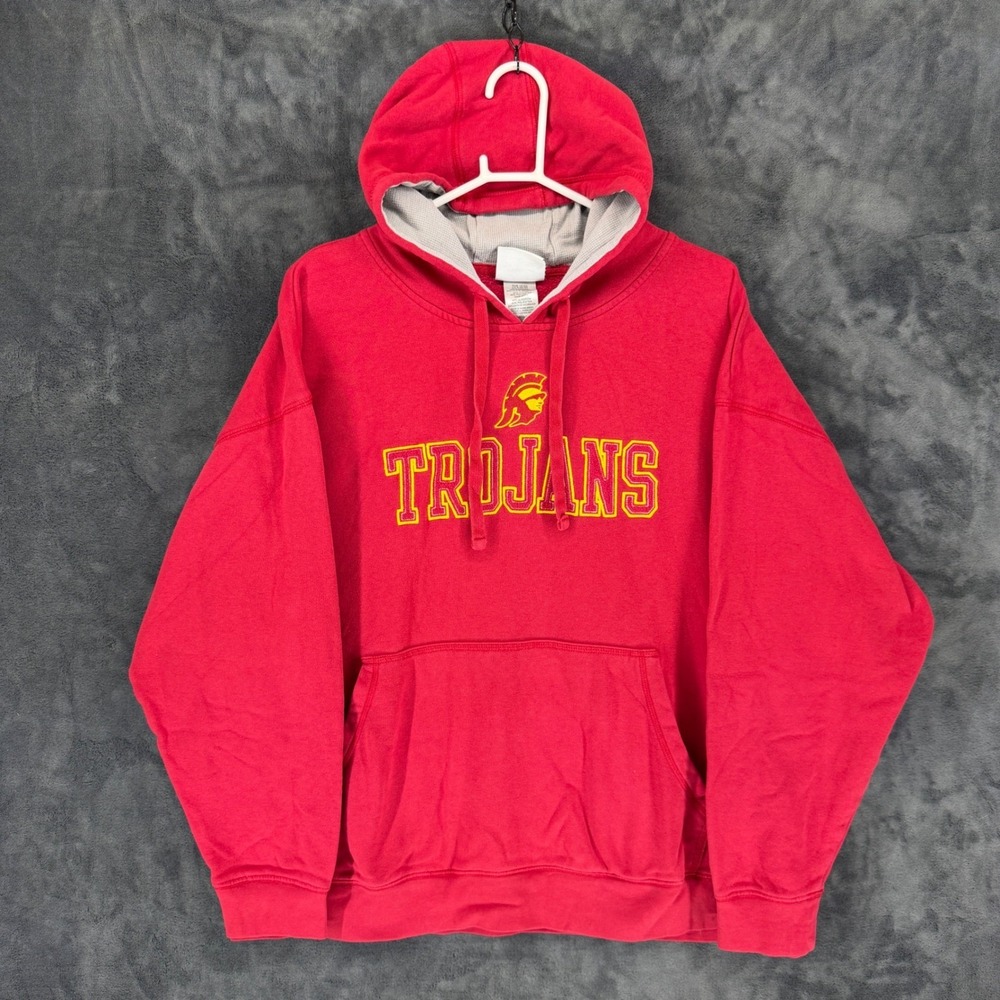 Champion USC Trojans Hoodie Mens 2XL Red Embroidered Sweatshirt NCAA 21299